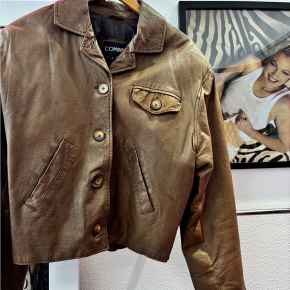Brown Vintage Leather Bomber Jacket - Picture 3 of 7